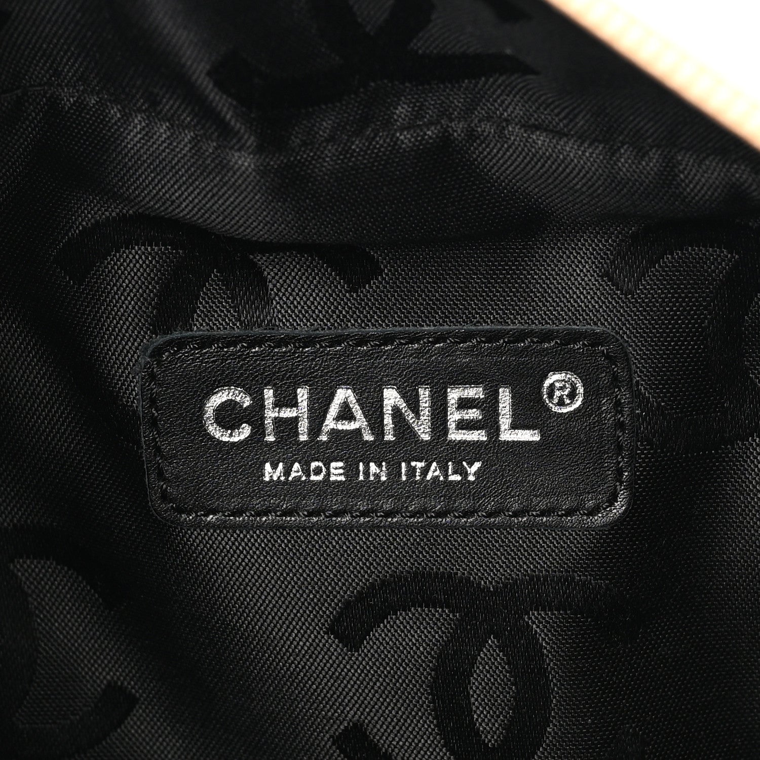 Calfskin Quilted Large Cambon Multipocket Reporter Beige Black