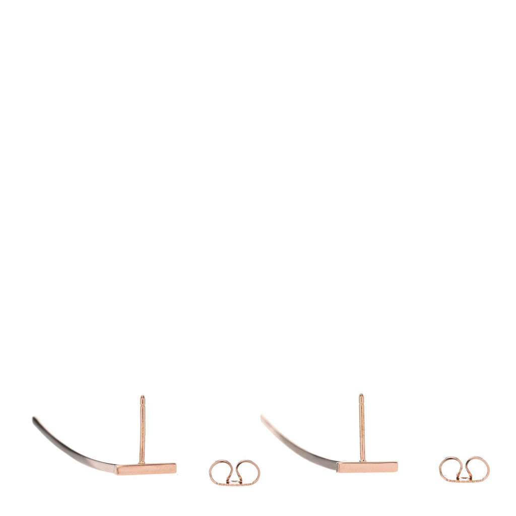 18K Rose Gold T Elongated Wire Bar Earrings