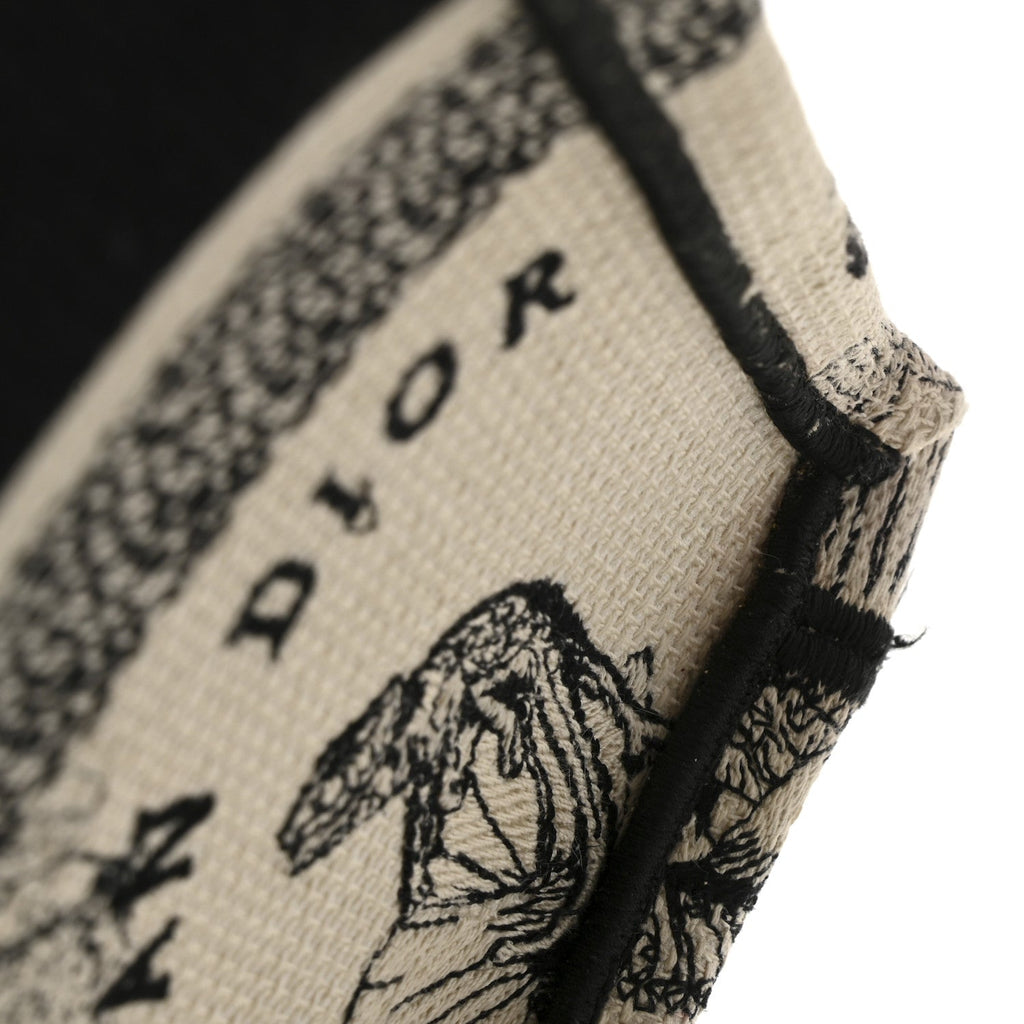 Canvas Zodiac Toile De Jouy Embroidered Medium Book Tote Latte