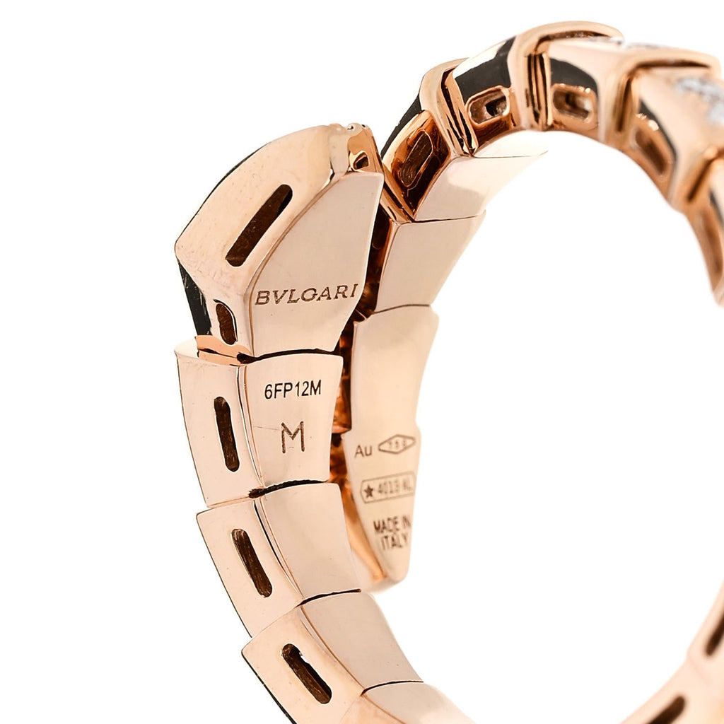 18K Rose Gold Diamond Serpenti Viper Pave Ring M