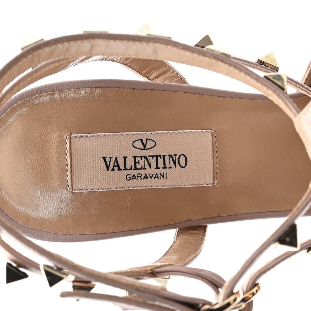 Calfskin Nappa Rockstud Ankle Strap 65mm Pumps 39.5 Black Poudre