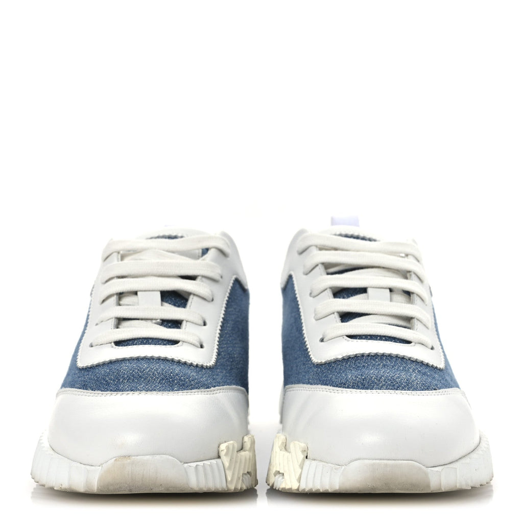 Denim Suede Goatskin Bouncing Sneakers 37 Bleu Clair White