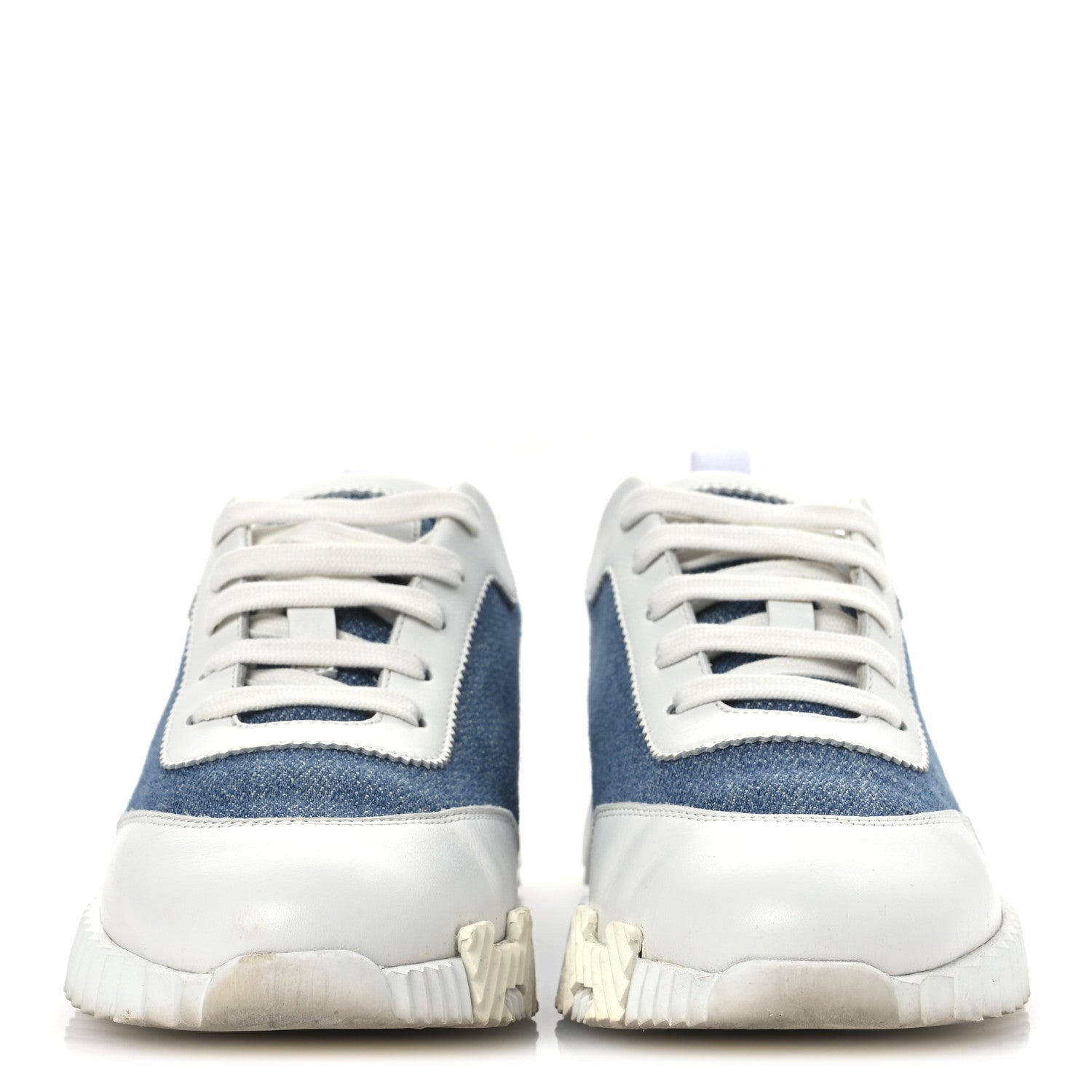 Denim Suede Goatskin Bouncing Sneakers 37 Bleu Clair White