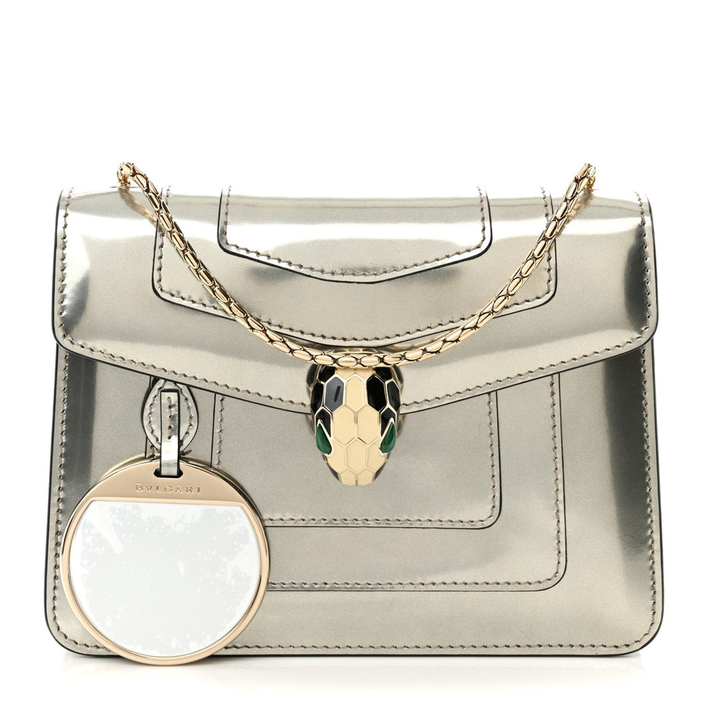 Metallic Calfskin Small Serpenti Forever Snake Strap Crossbody Bag Silver