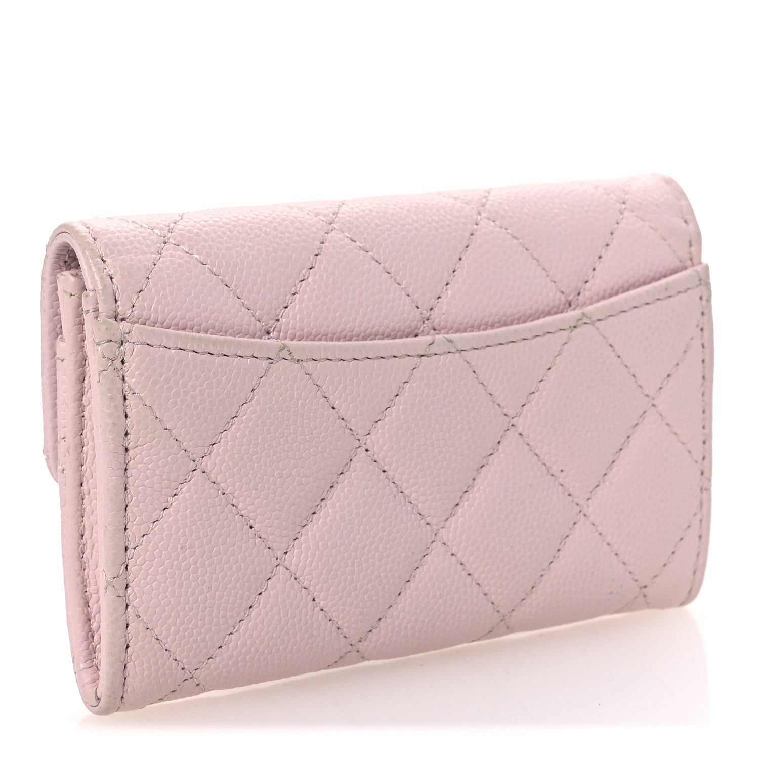 Caviar Quilted Flap Card Holder Wallet Light Pink