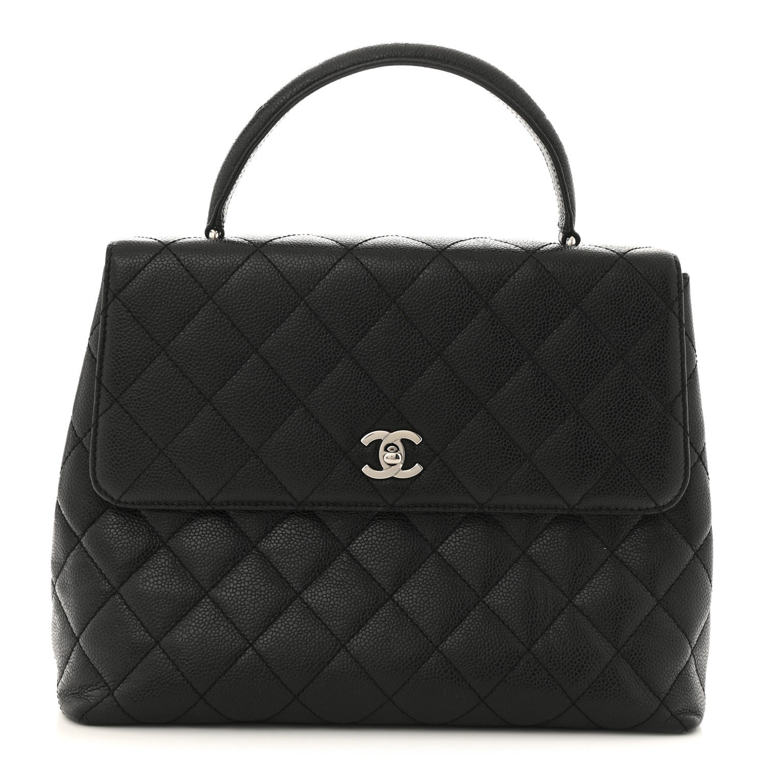 Caviar Quilted Jumbo Kelly Flap Black