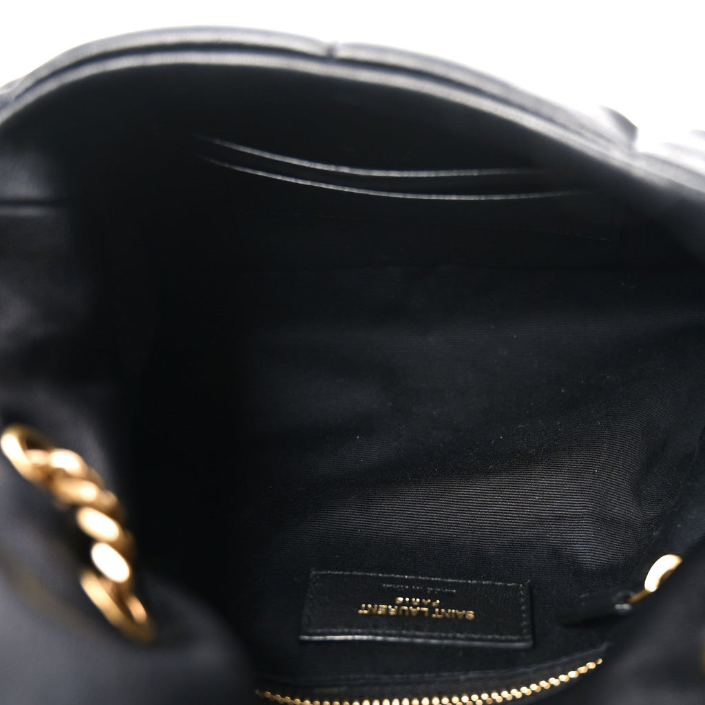 Lambskin Quilted Toy Loulou Puffer Monogram Chain Satchel Black