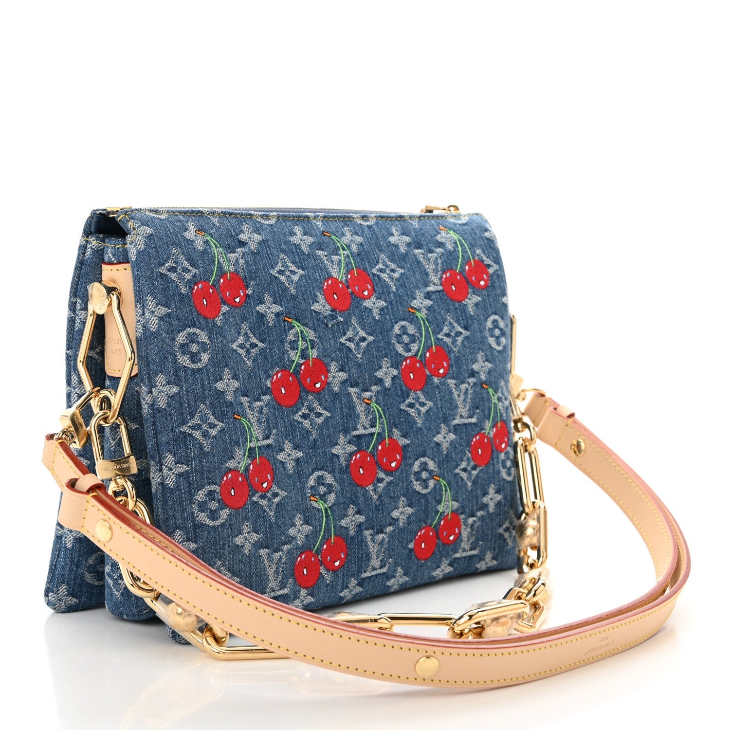 LV X TM Monogram Denim Cerises Coussin PM Blue