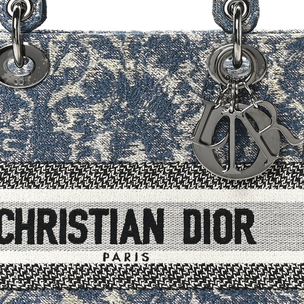 Canvas Embroidered Brocart Medium Lady D-Lite  Blue