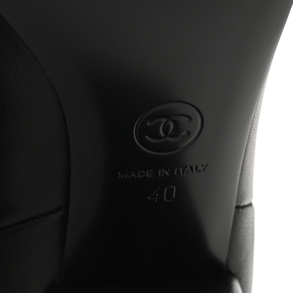 Lambskin Cap Toe CC Short Ankle Boots 40 Black