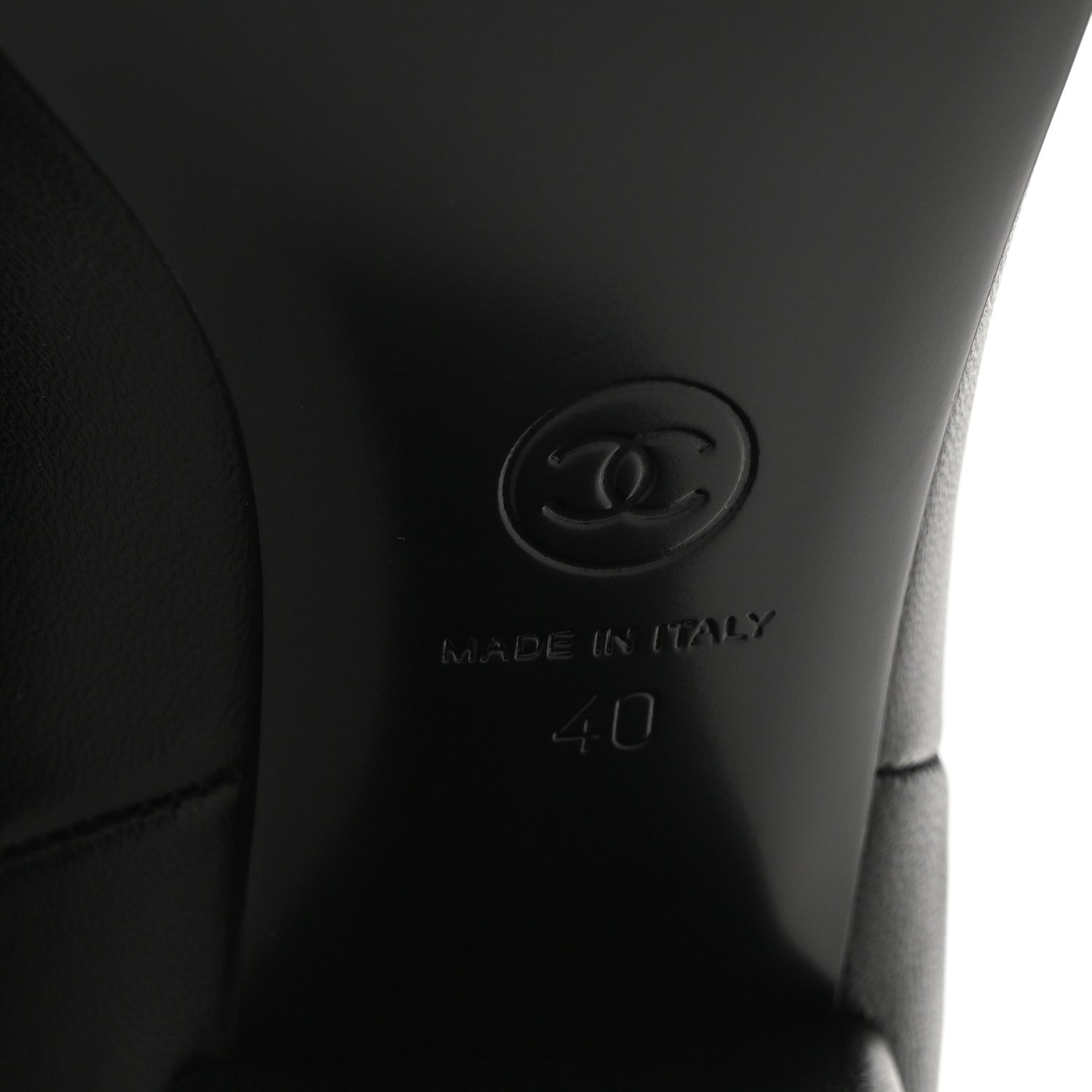 Lambskin Cap Toe CC Short Ankle Boots 40 Black