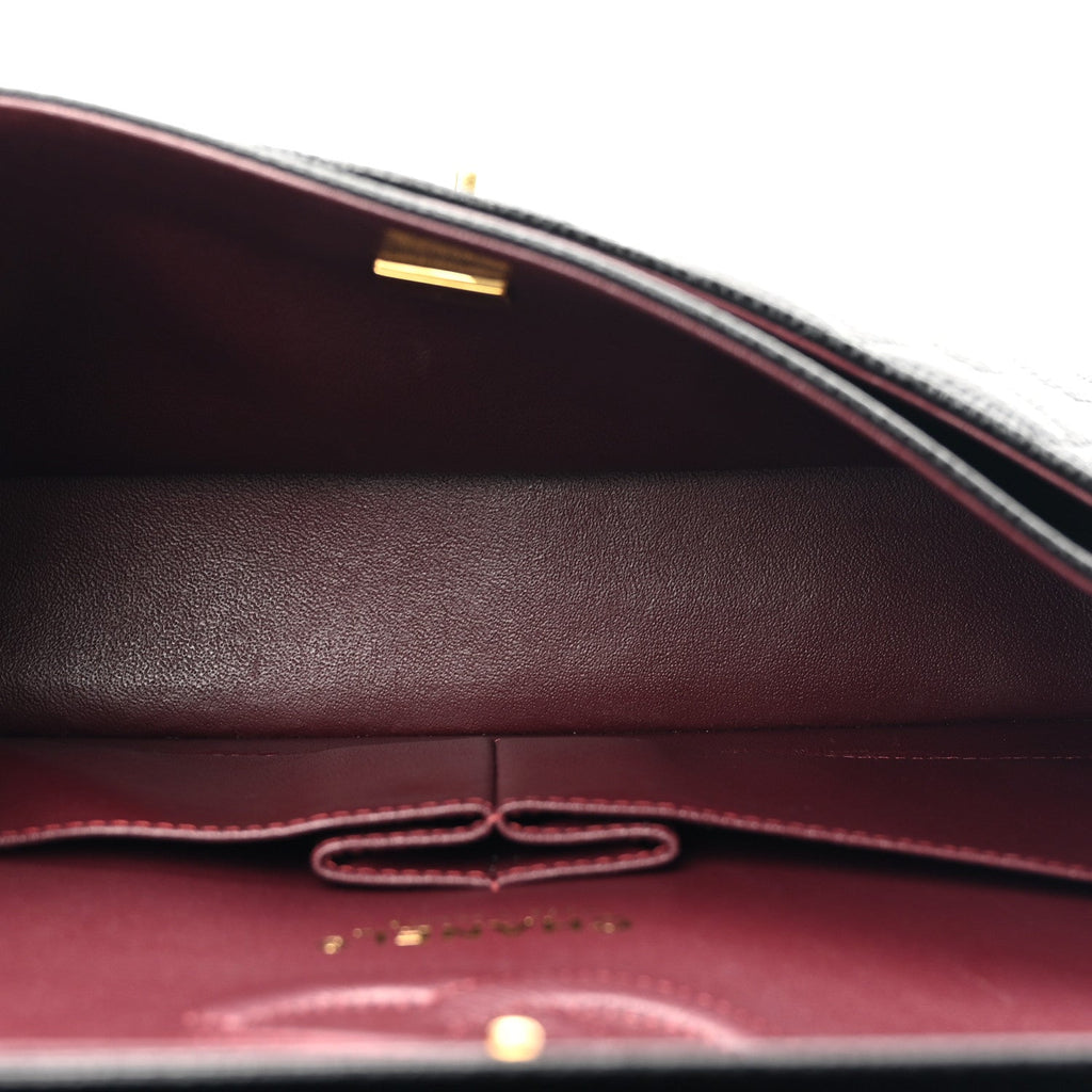 Caviar Quilted Medium Double Flap Black