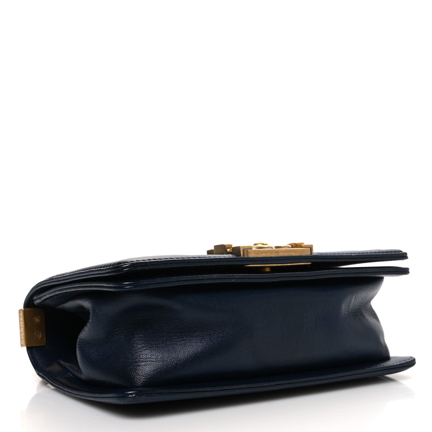 Calfskin Quilted Small Boy Flap Navy