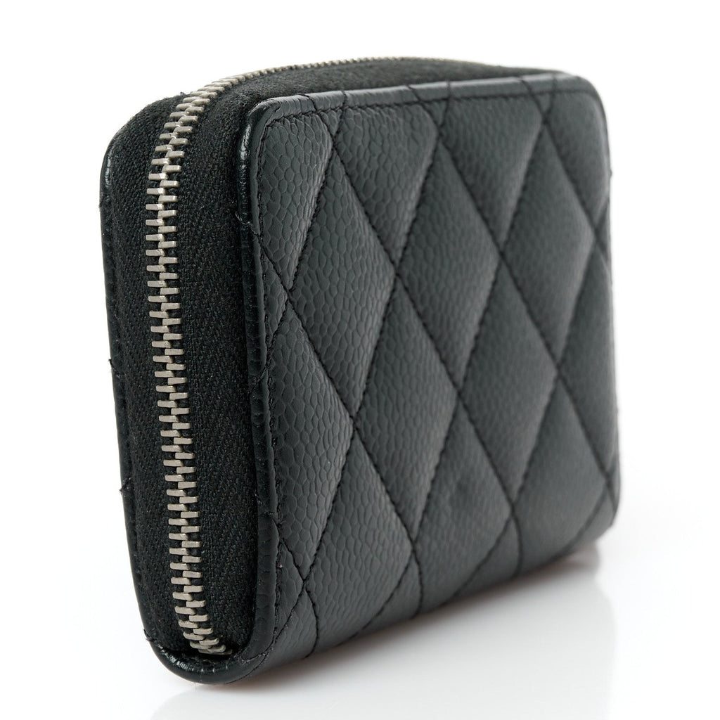 Caviar Quilted Classic Zipped Coin Purse Black