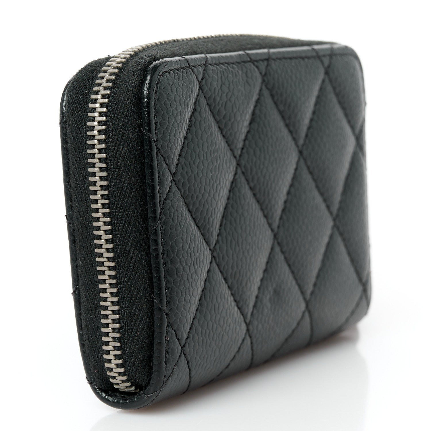 Caviar Quilted Classic Zipped Coin Purse Black