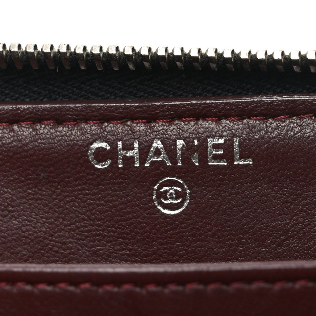 Lambskin Quilted Large Gusset Zip Around Wallet Black