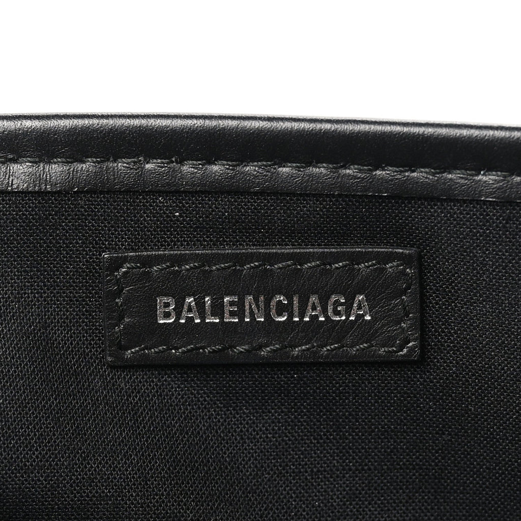 Cotton Canvas Calfskin Logo Print Navy Cabas XS Black White