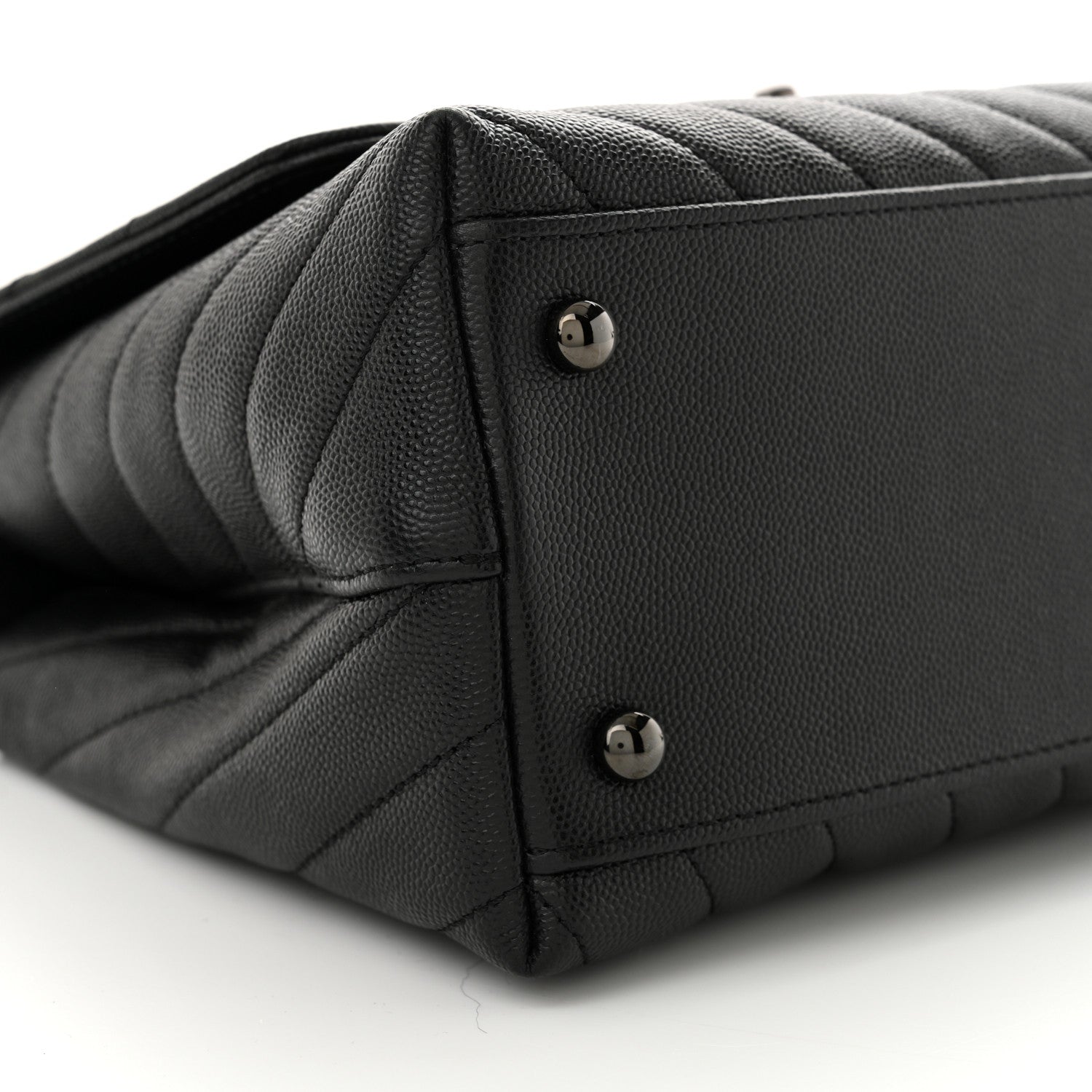 Caviar Chevron Quilted Small Coco Handle Flap So Black