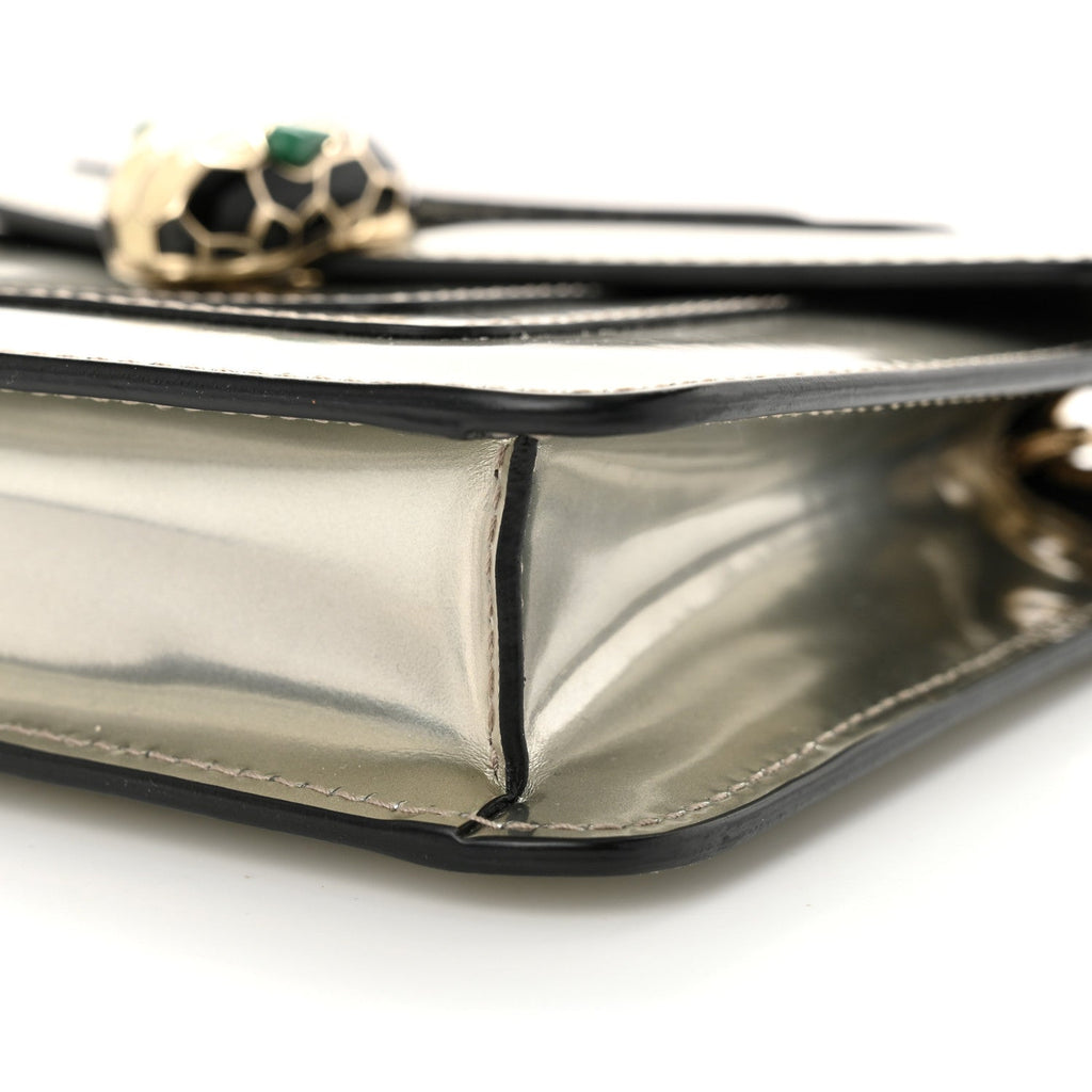 Metallic Calfskin Small Serpenti Forever Snake Strap Crossbody Bag Silver