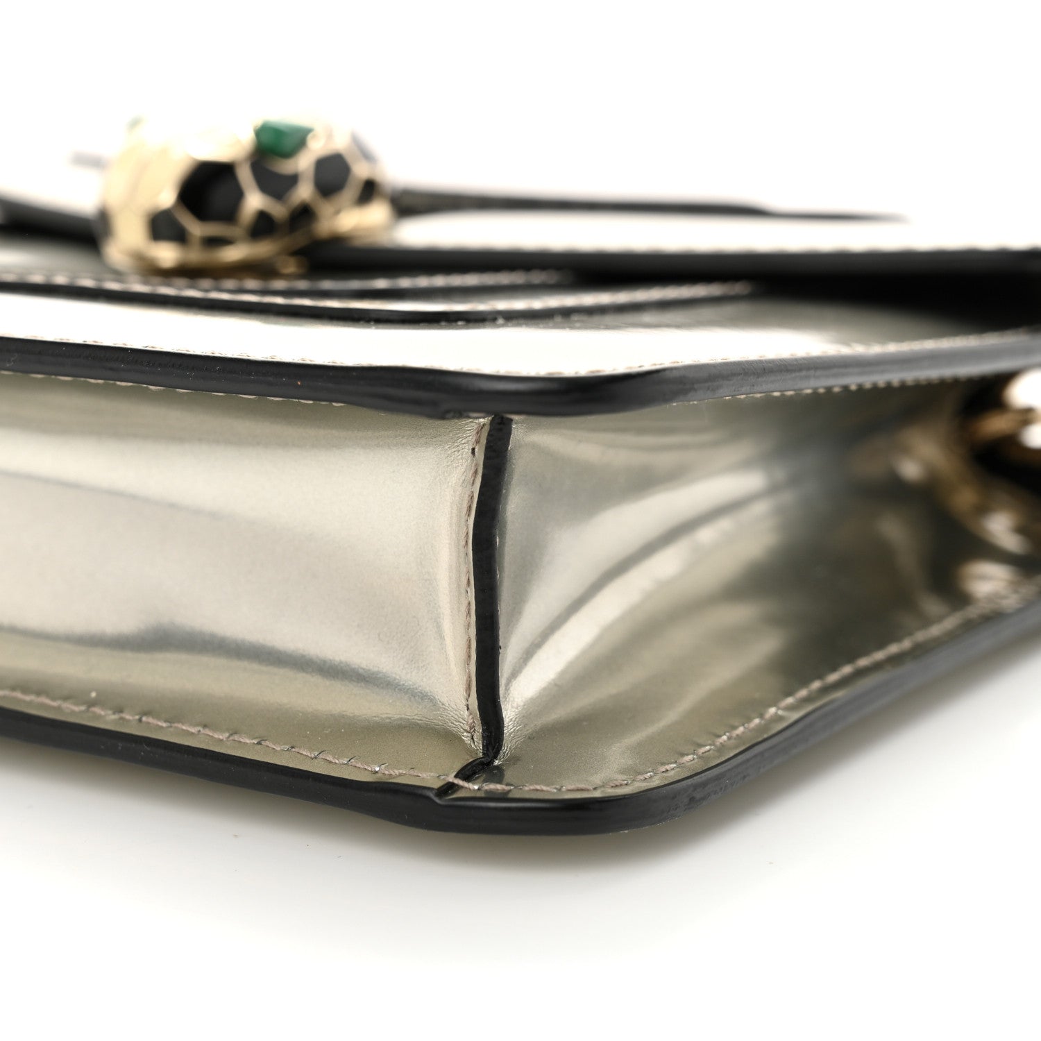 Metallic Calfskin Small Serpenti Forever Snake Strap Crossbody Bag Silver