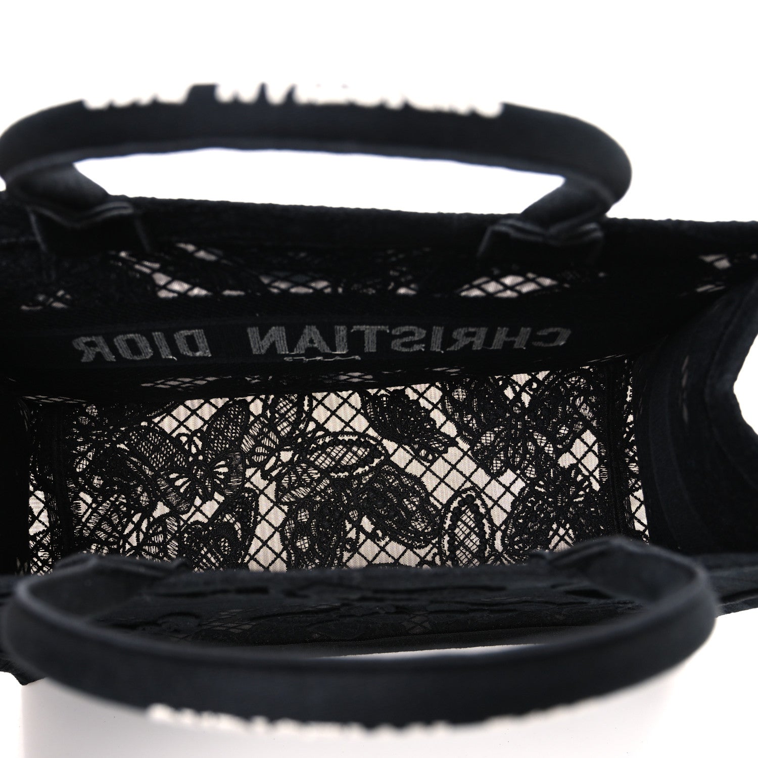 Embroidered 3D Macrame D-Lace Butterfly Medium Book Tote Black