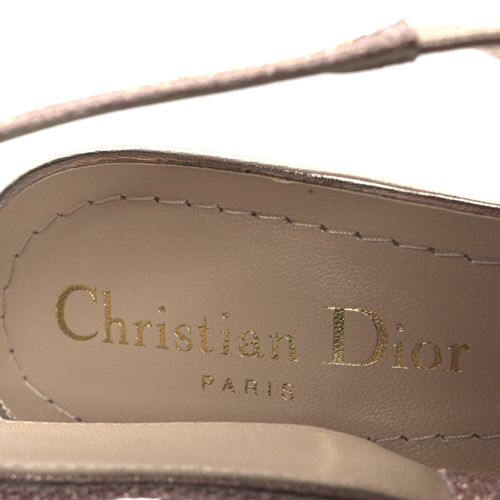 Cotton Laminated Strass J'Adior Slingback 100mm Pumps 36 Rose Des Vents