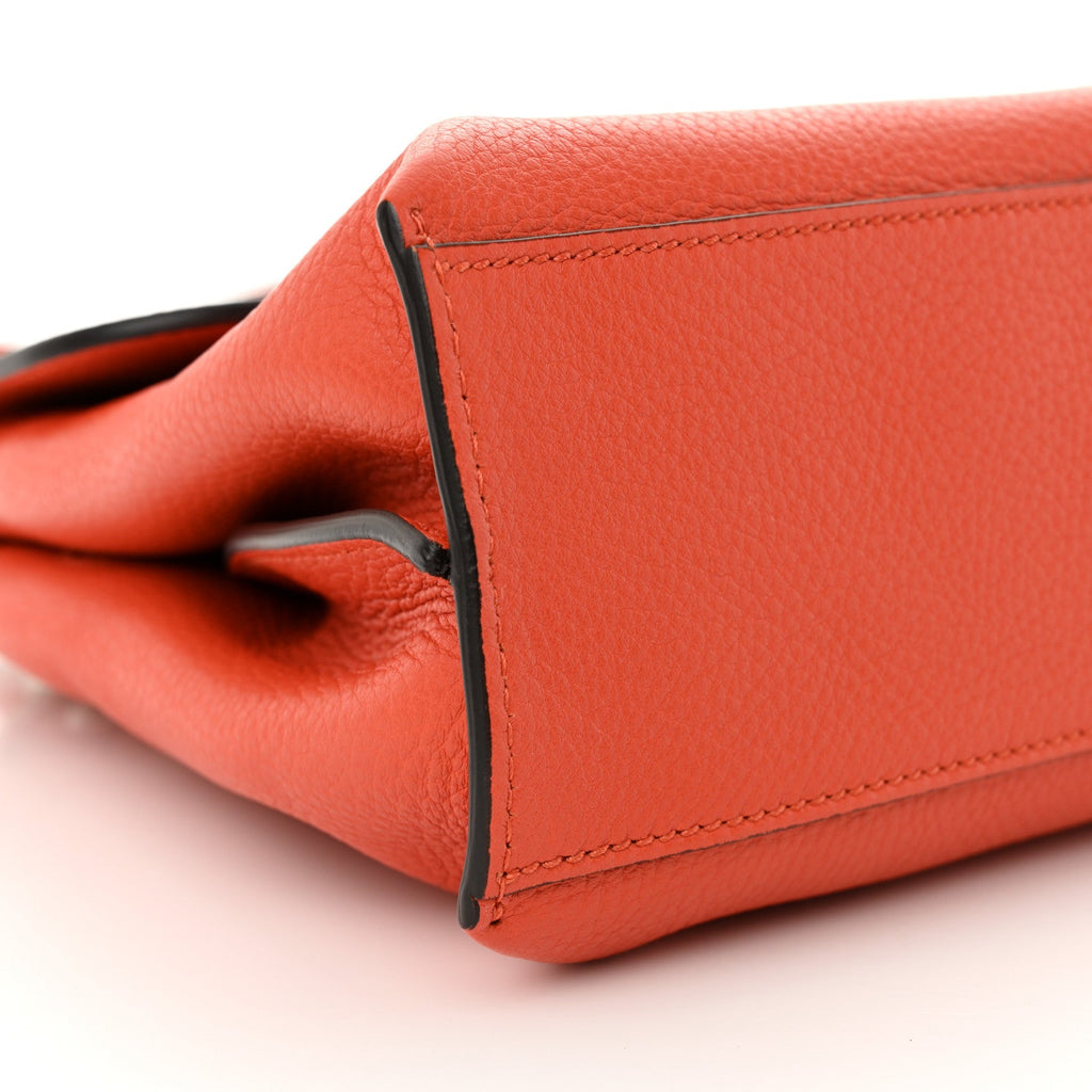 Cellarius Calfskin Small Bamboo Daily Top Handle Bag New Dark Orange