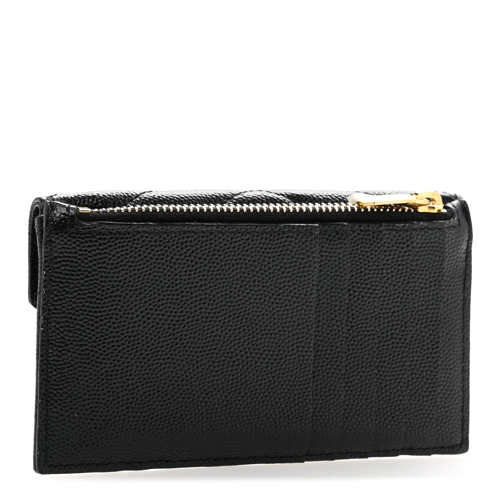 Grain De Poudre Matelasse Chevron Monogram Compact Wallet Black