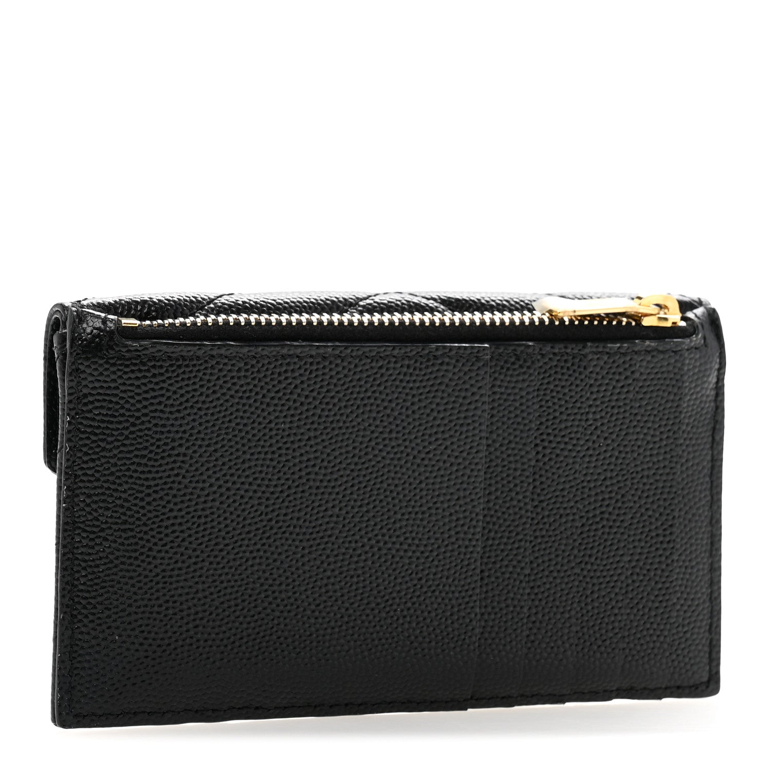 Grain De Poudre Matelasse Chevron Monogram Compact Wallet Black