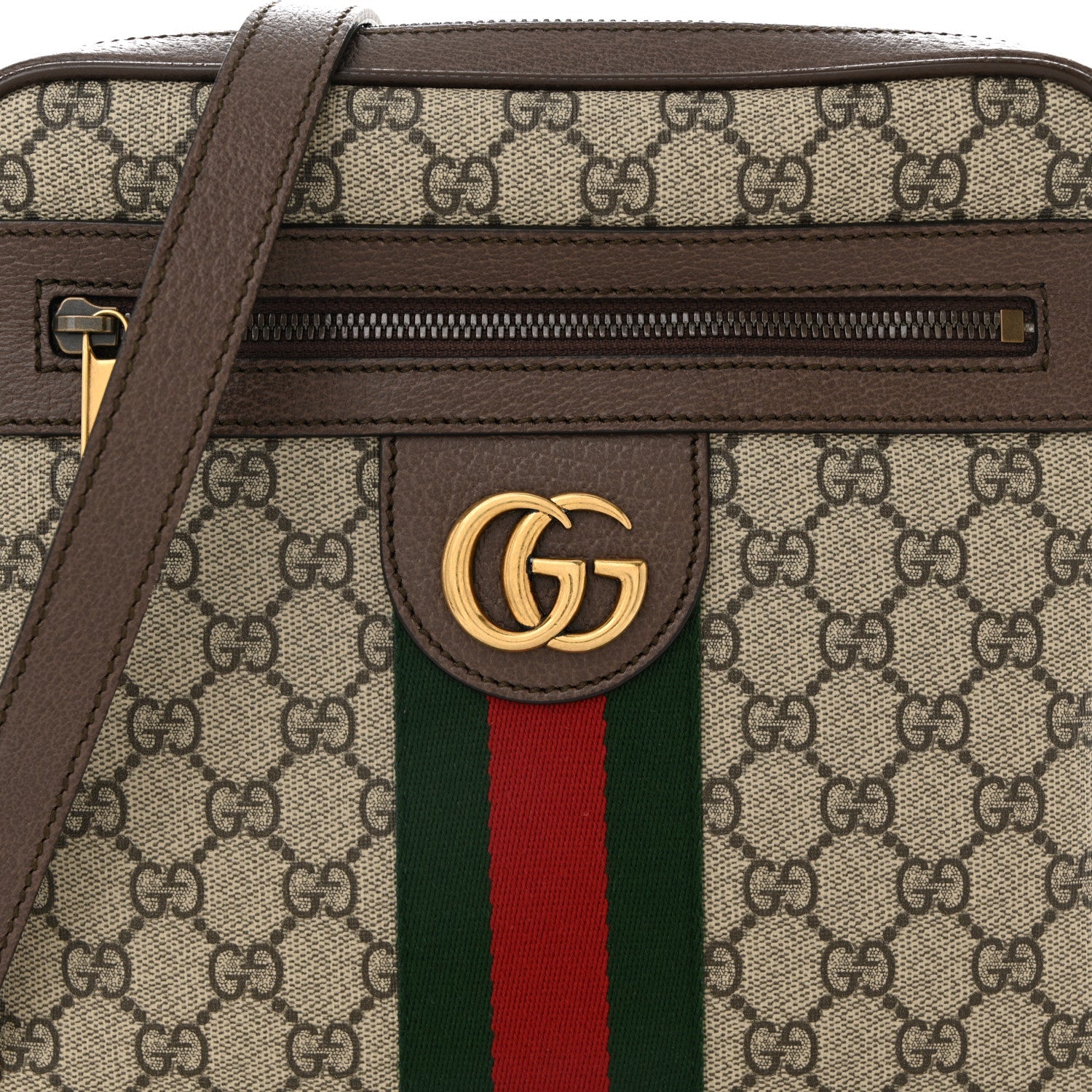 GG Supreme Monogram Web Small Ophidia Messenger Bag Brown