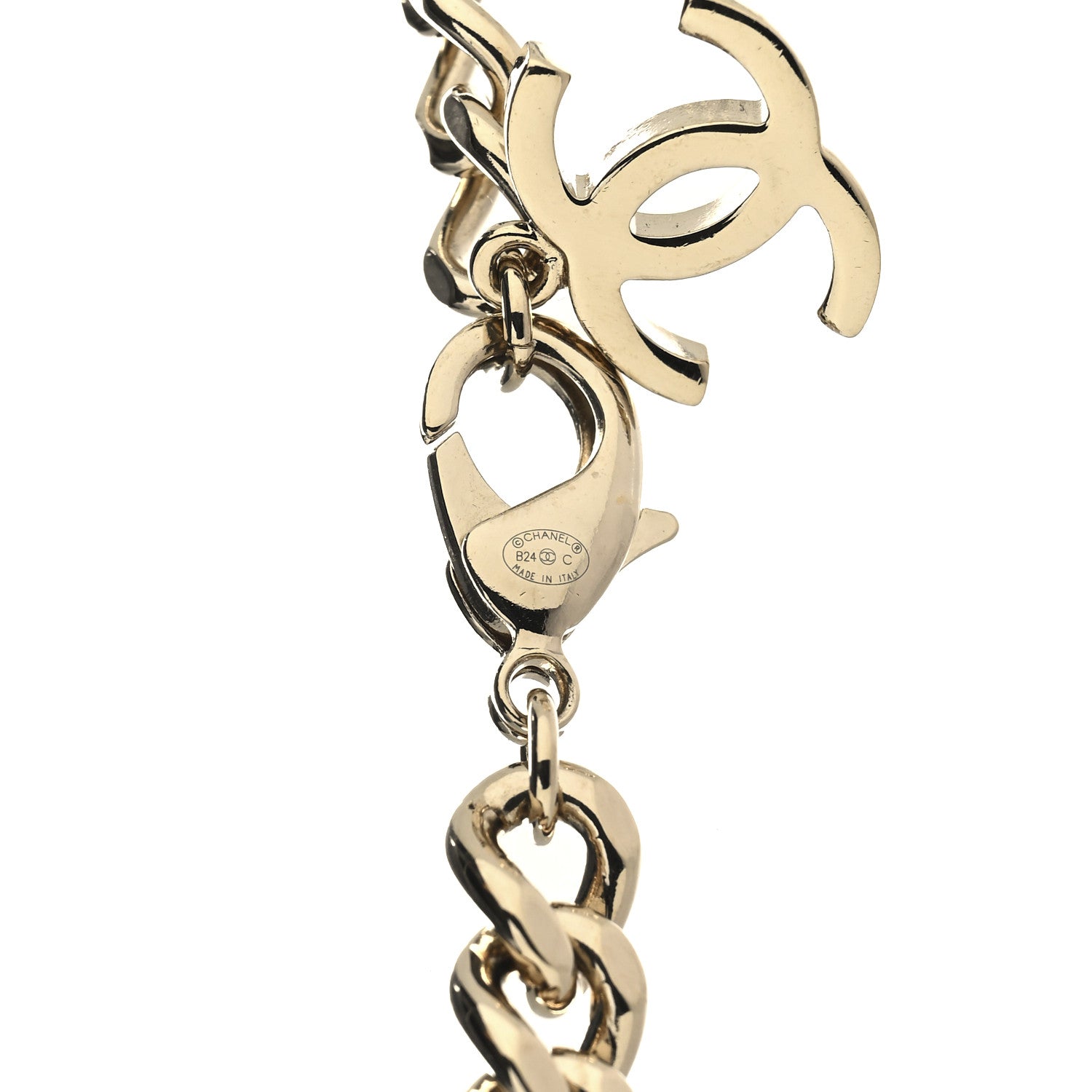 Metal Enamel Chain CC Necklace Gold Multicolor