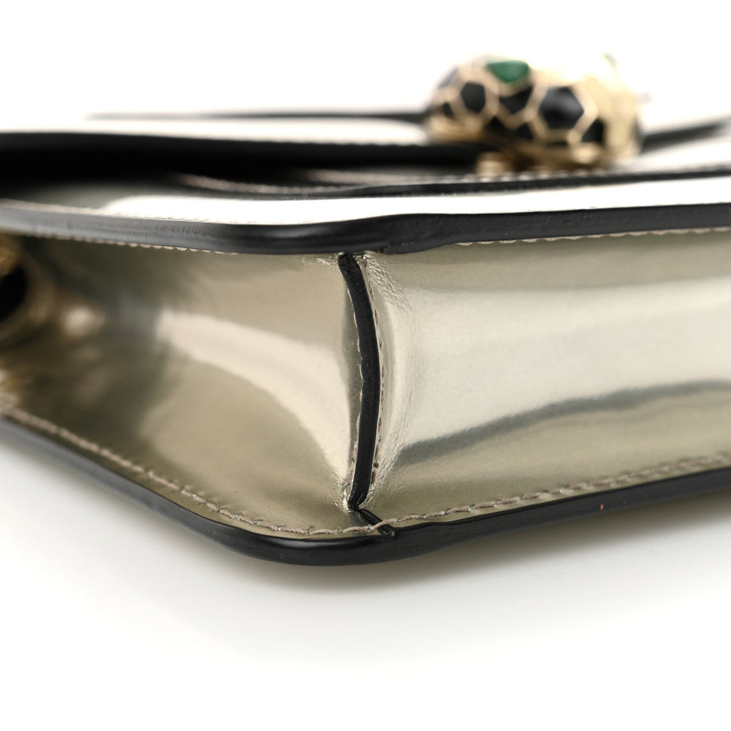 Metallic Calfskin Small Serpenti Forever Snake Strap Crossbody Bag Silver