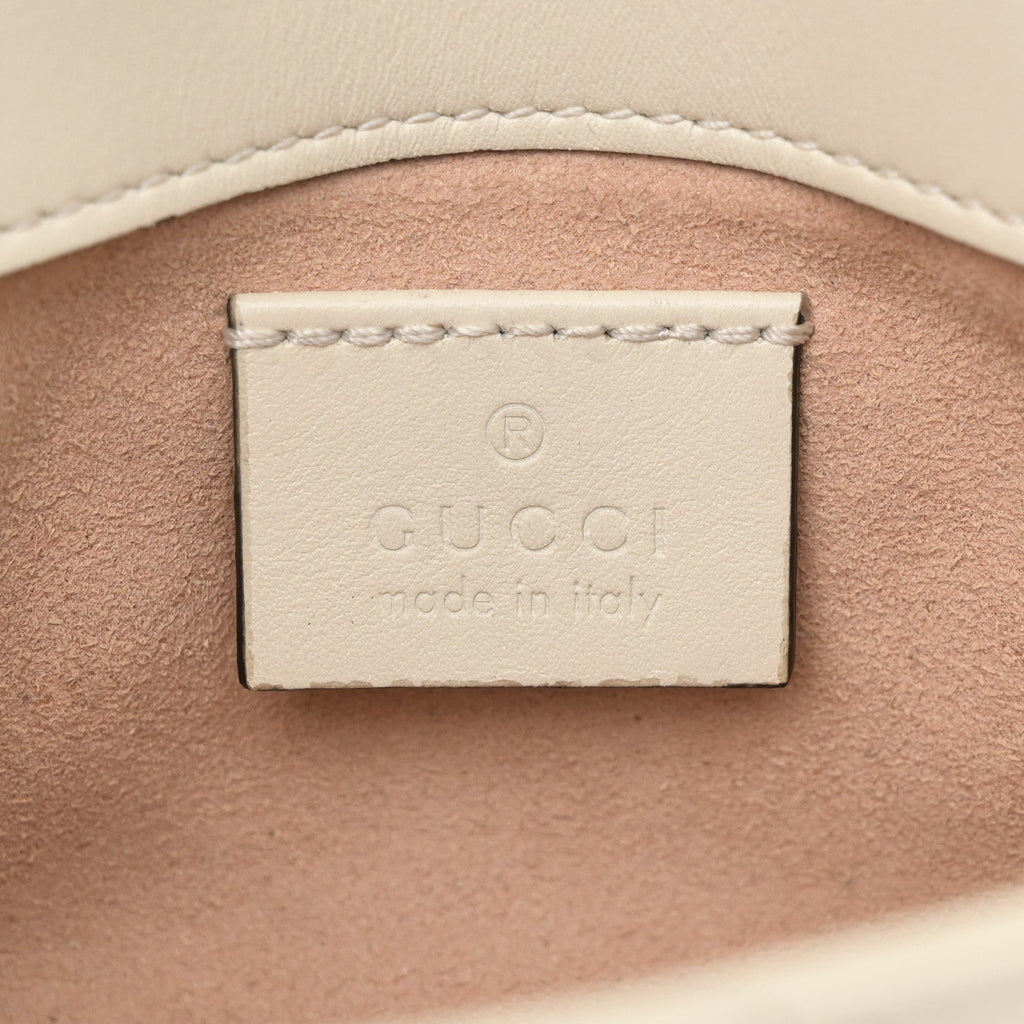Calfskin Matelasse Super Mini GG Marmont Shoulder Bag White