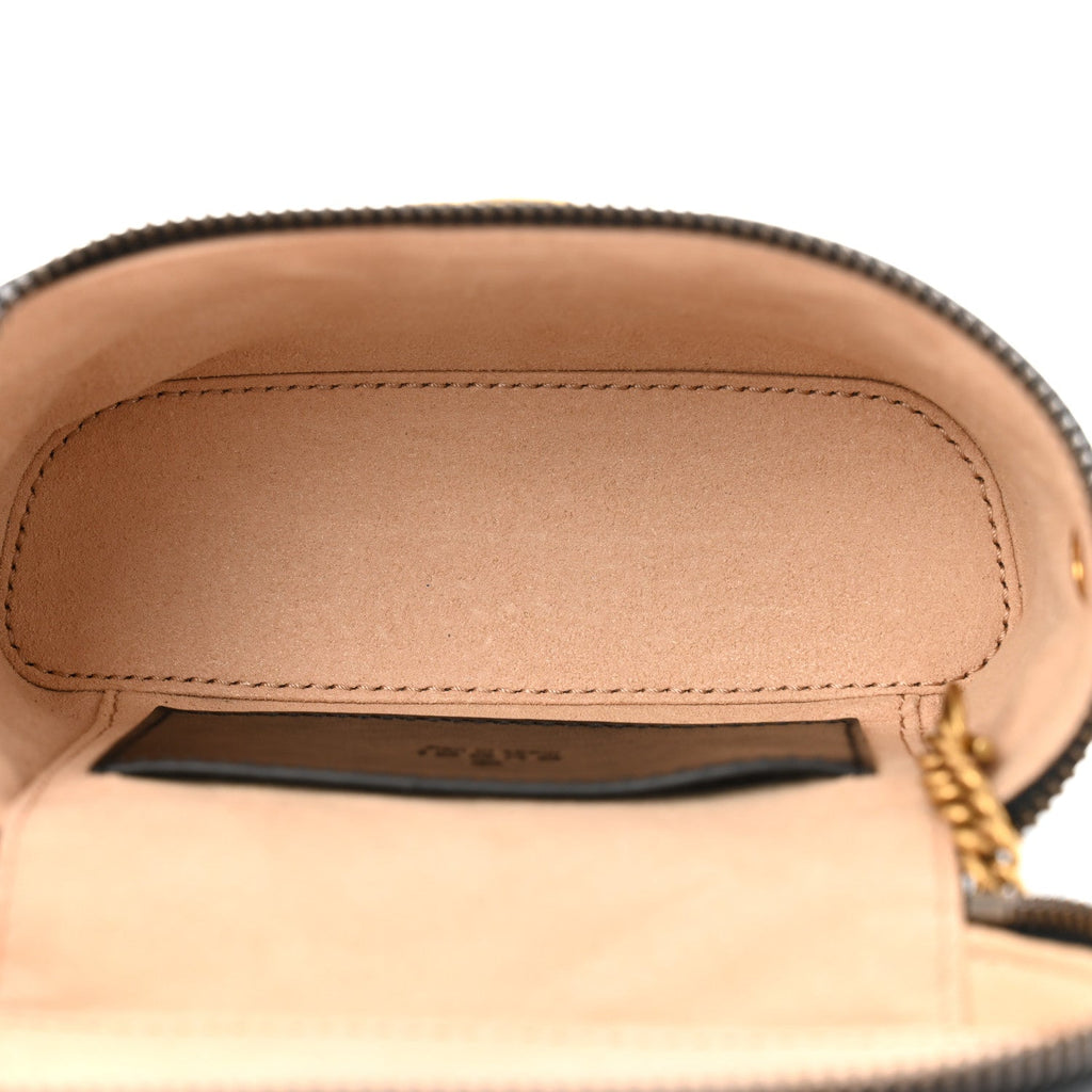 Calfskin Matelasse Chevron Mini GG Marmont Top Handle Bag Black