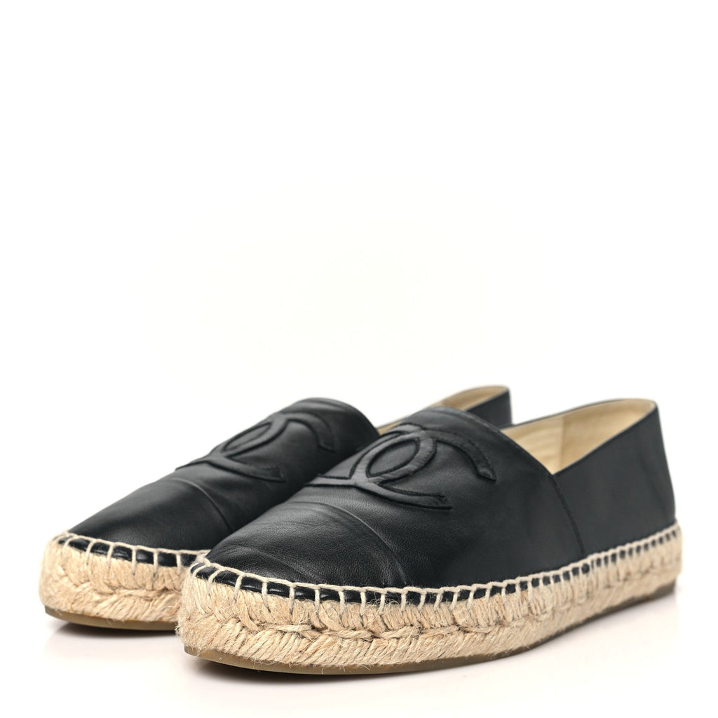 Lambskin CC Espadrilles 38 Black