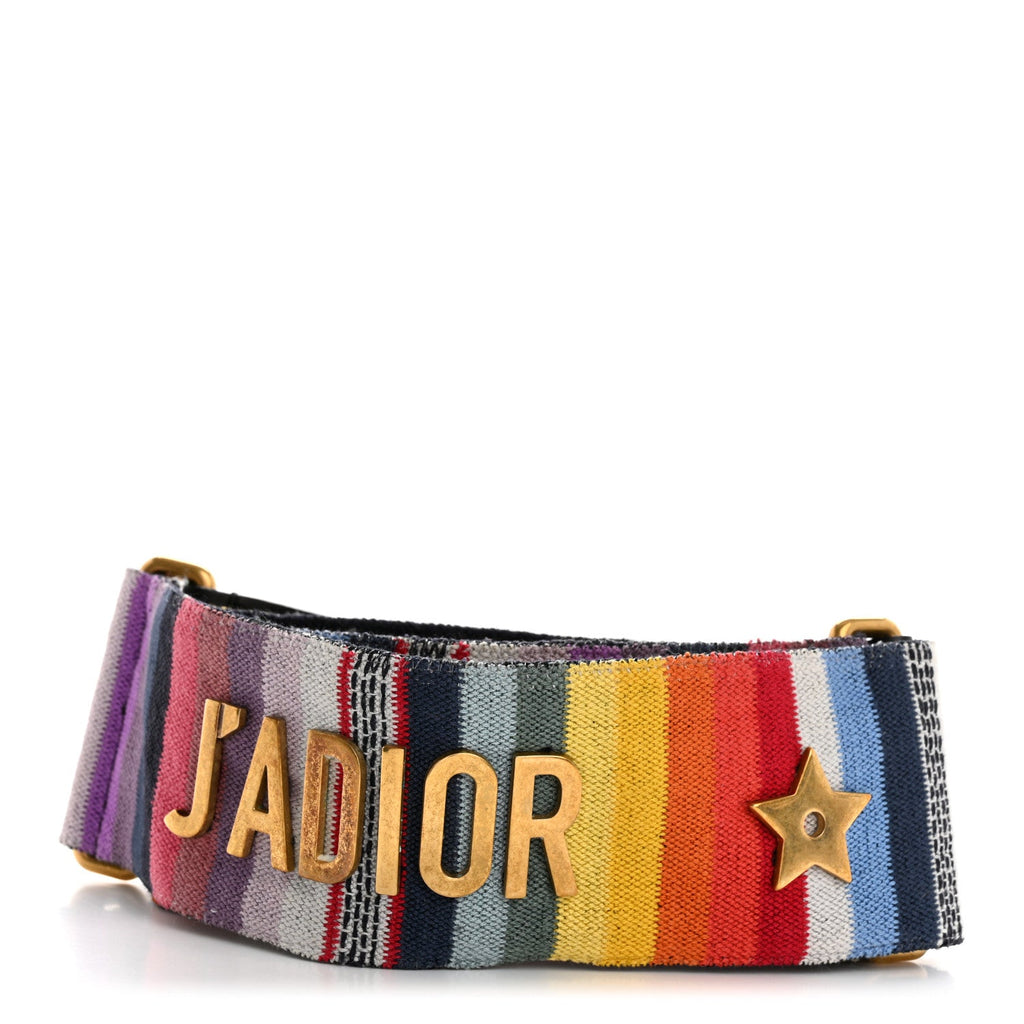 Canvas Embroidered Studded Rainbow J’Adior Shoulder Strap