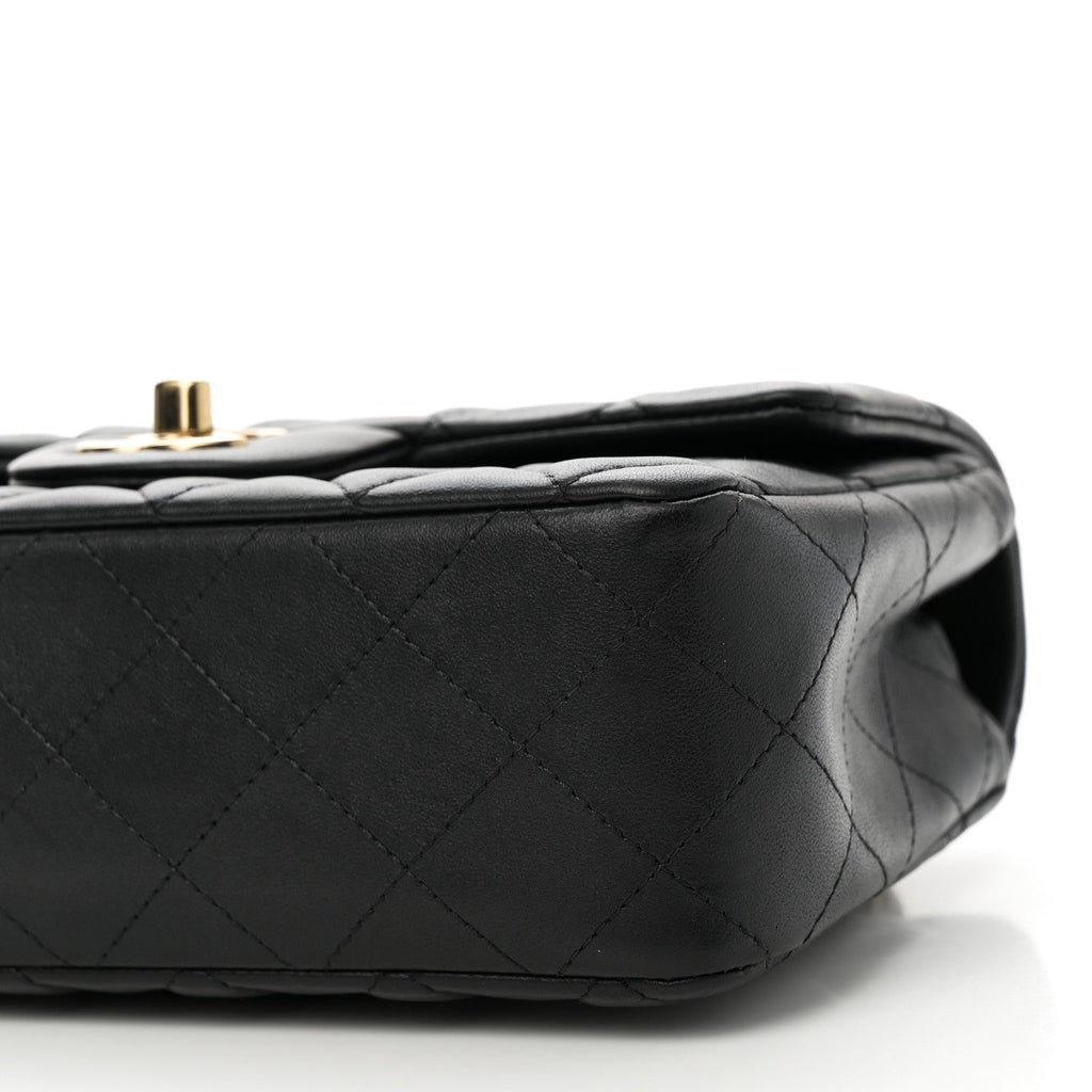 Lambskin Quilted Mini Rectangular Flap Black