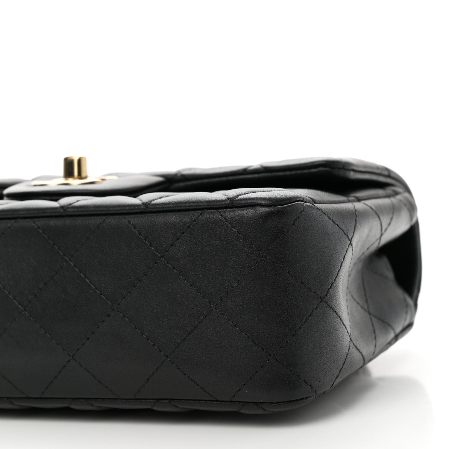 Lambskin Quilted Mini Rectangular Flap Black