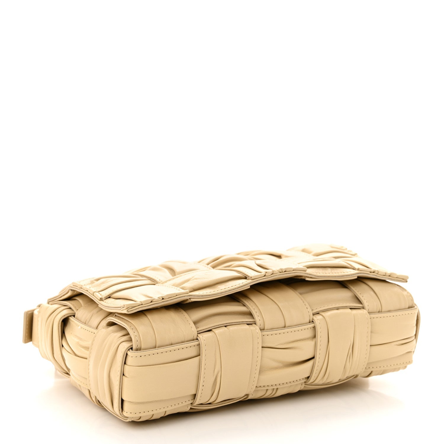 Calfskin Intreccio Plisse Cassette Crossbody Bag Porridge