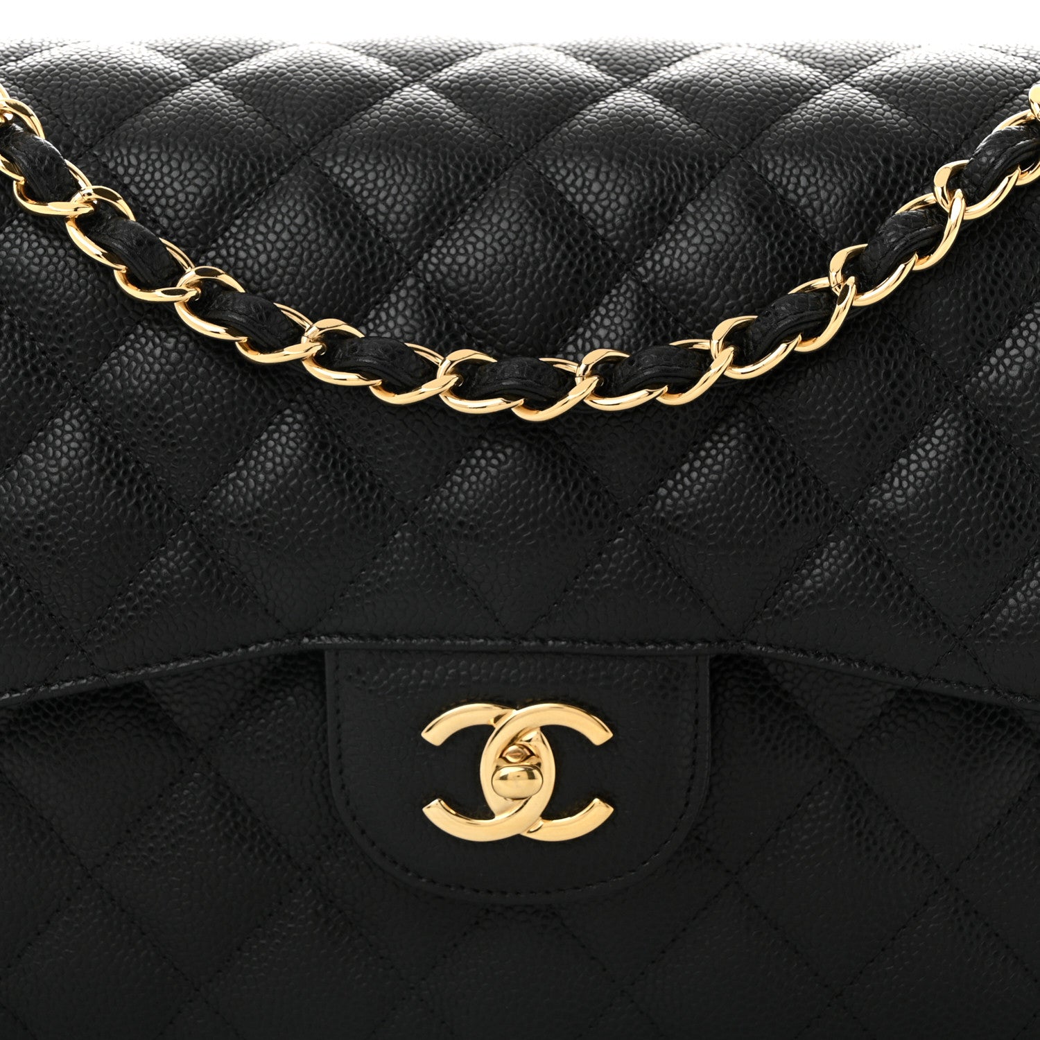 Caviar Quilted Jumbo Double Flap Black