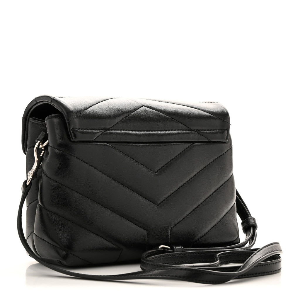 Calfskin Y Quilted Monogram Toy Loulou Crossbody Bag Black