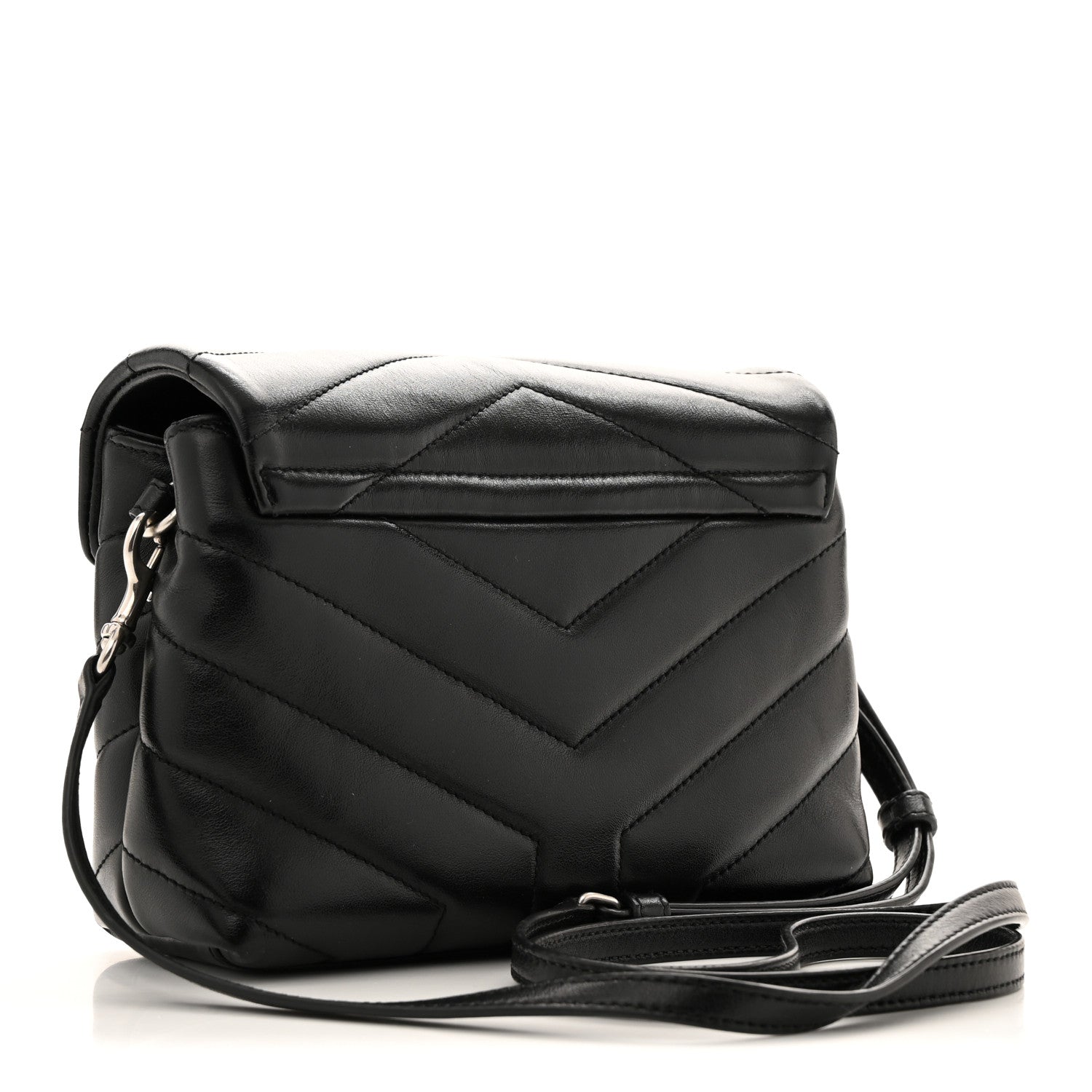 Calfskin Y Quilted Monogram Toy Loulou Crossbody Bag Black