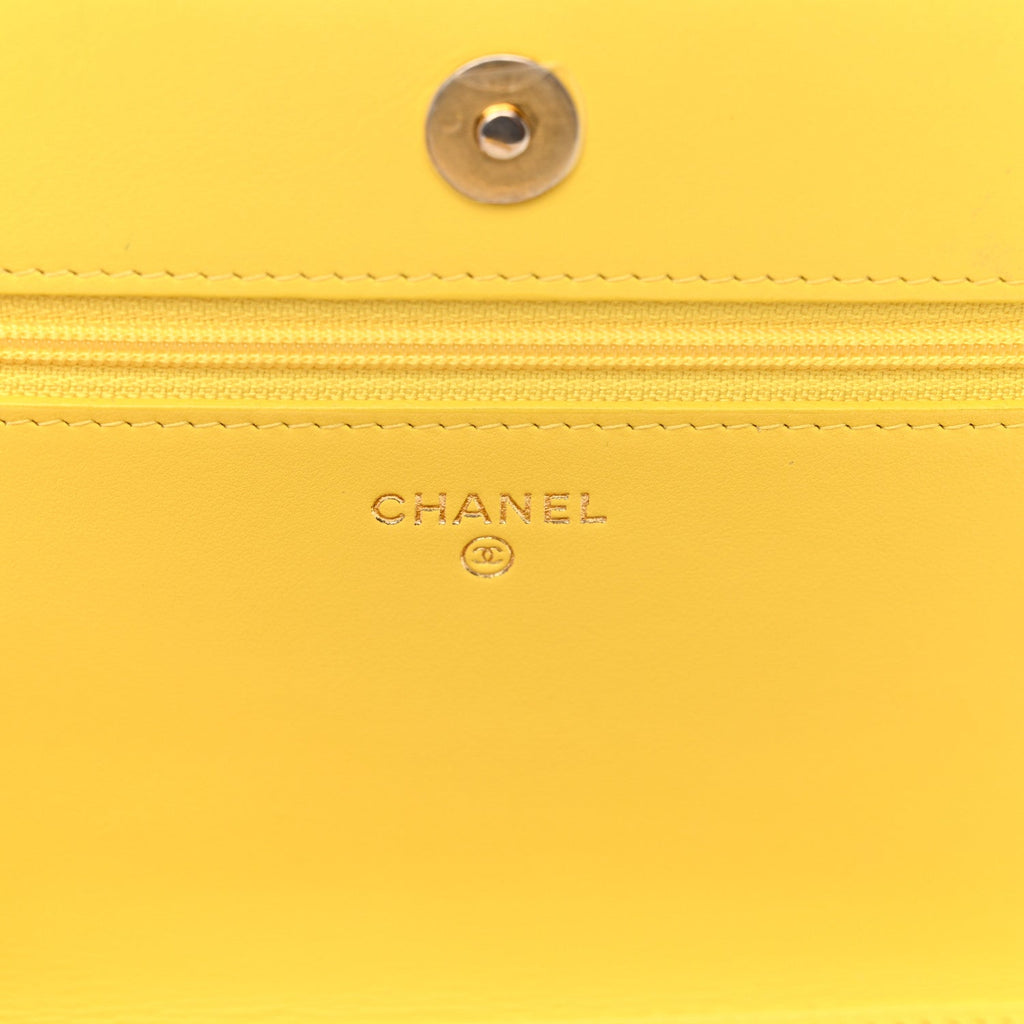 Caviar Quilted Boy Wallet On Chain WOC Yellow