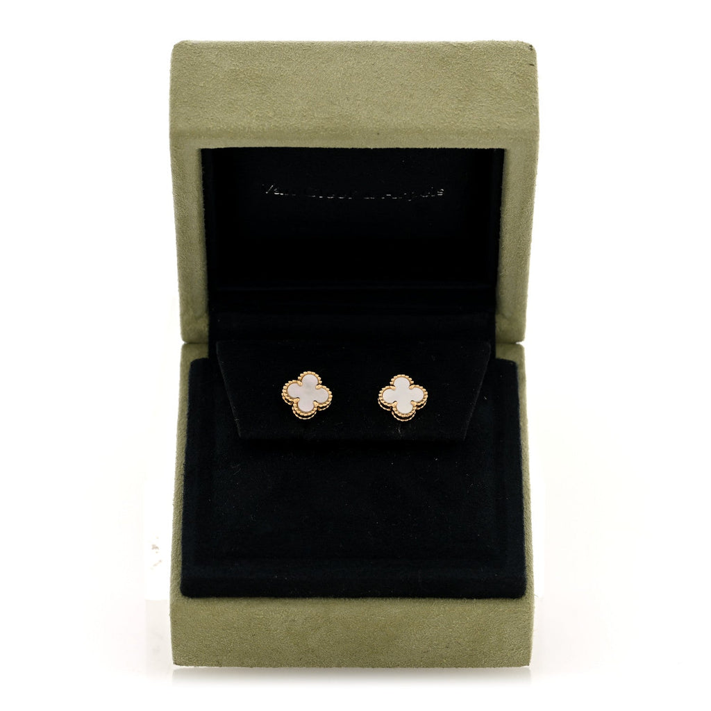 18K Yellow Gold Mother of Pearl Sweet Alhambra Earrings