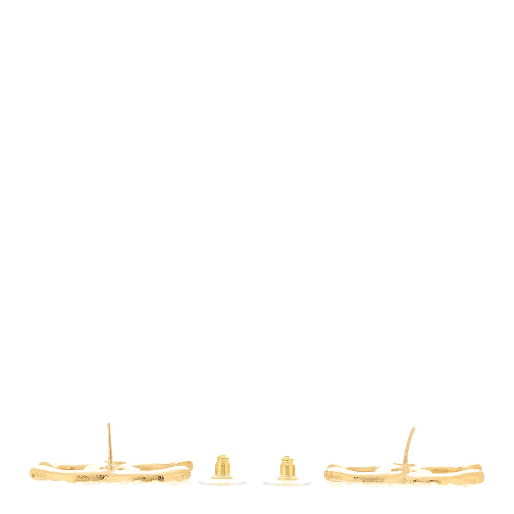 Metal Tweed Effect CC Earrings Gold