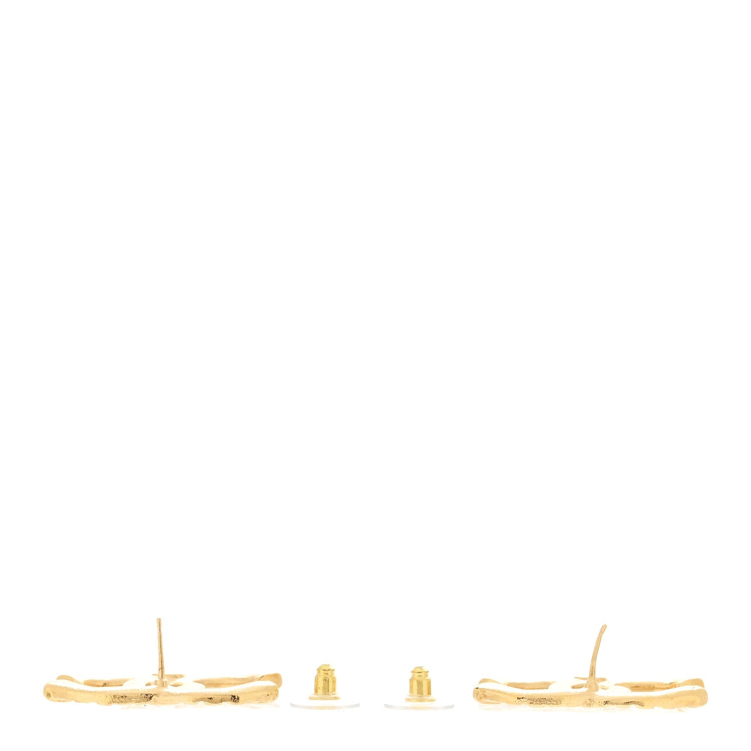 Metal Tweed Effect CC Earrings Gold