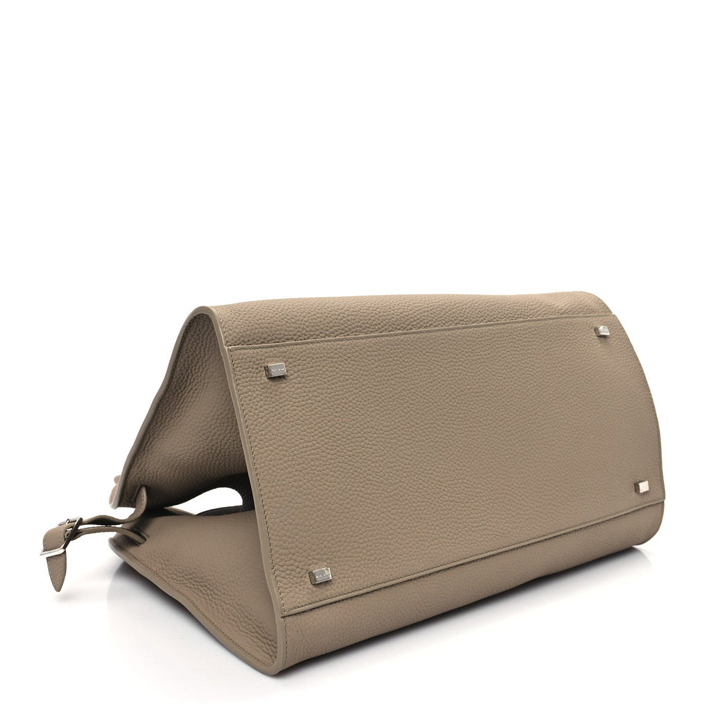 Matte Grained Calfskin Soft Margaux 15 Dark Taupe