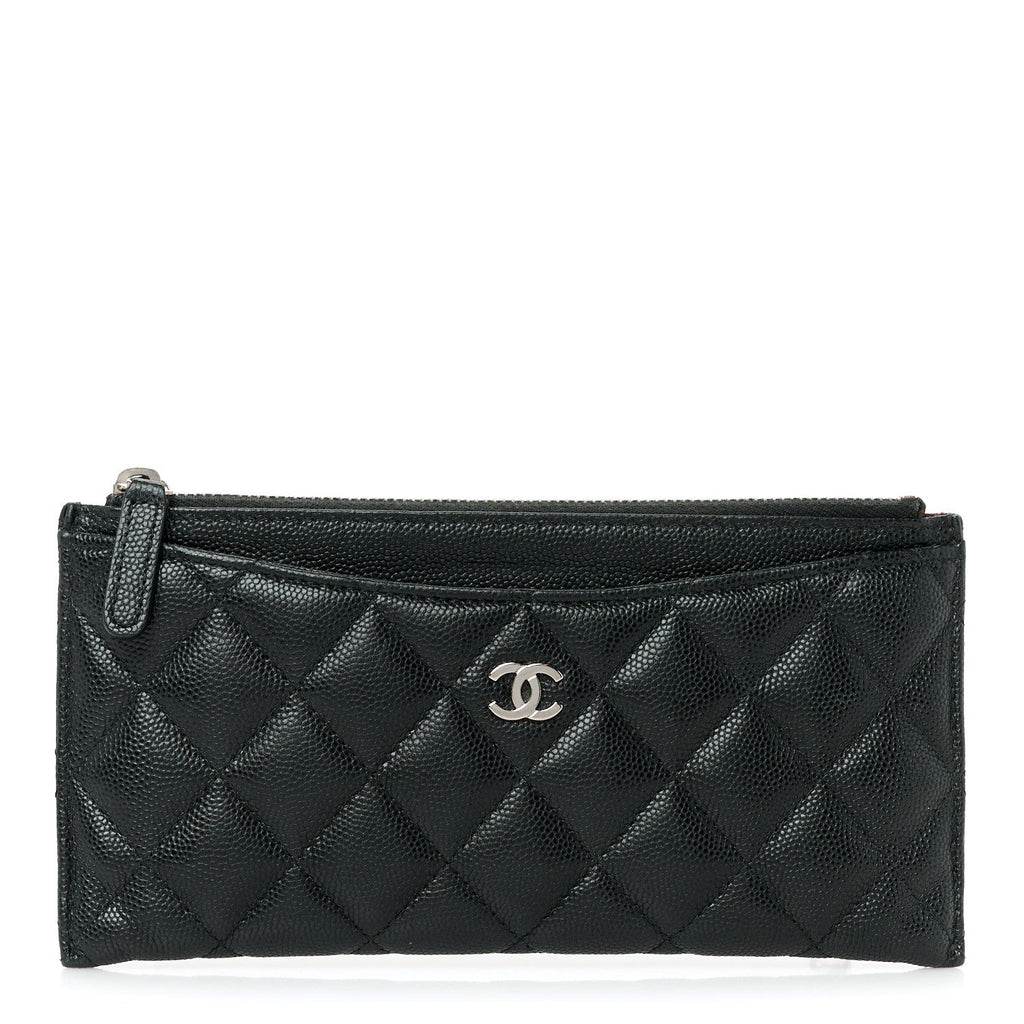 Caviar Quilted Classic Zip Pouch Black