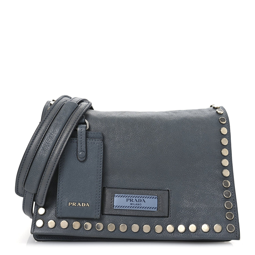 Glace Calf Studded Etiquette Flap Marmo Astrale