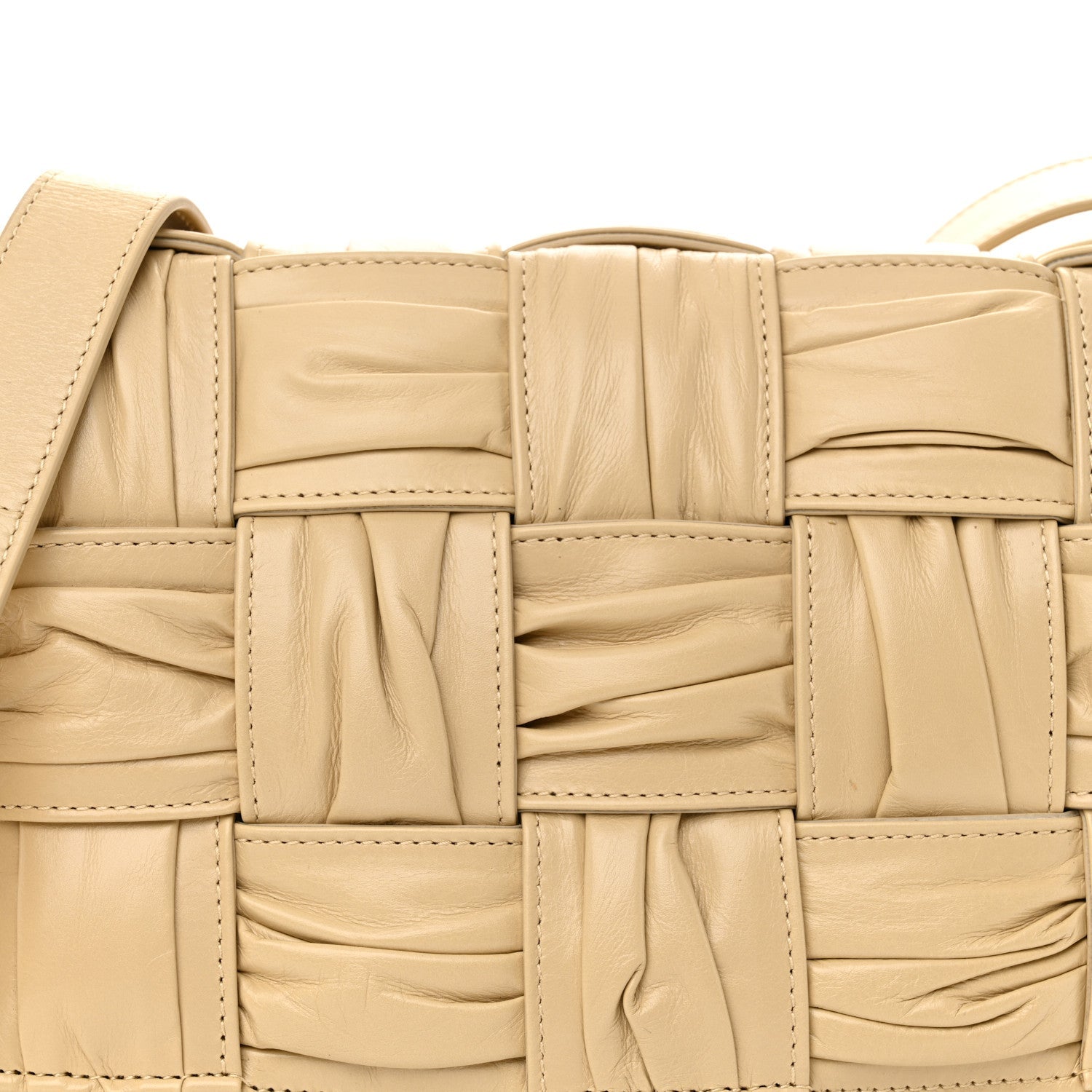 Calfskin Intreccio Plisse Cassette Crossbody Bag Porridge